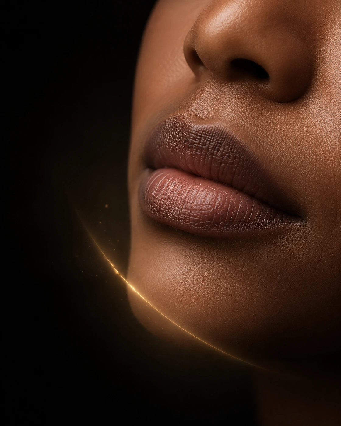 Conceptual portrait representing dark lip neutralization