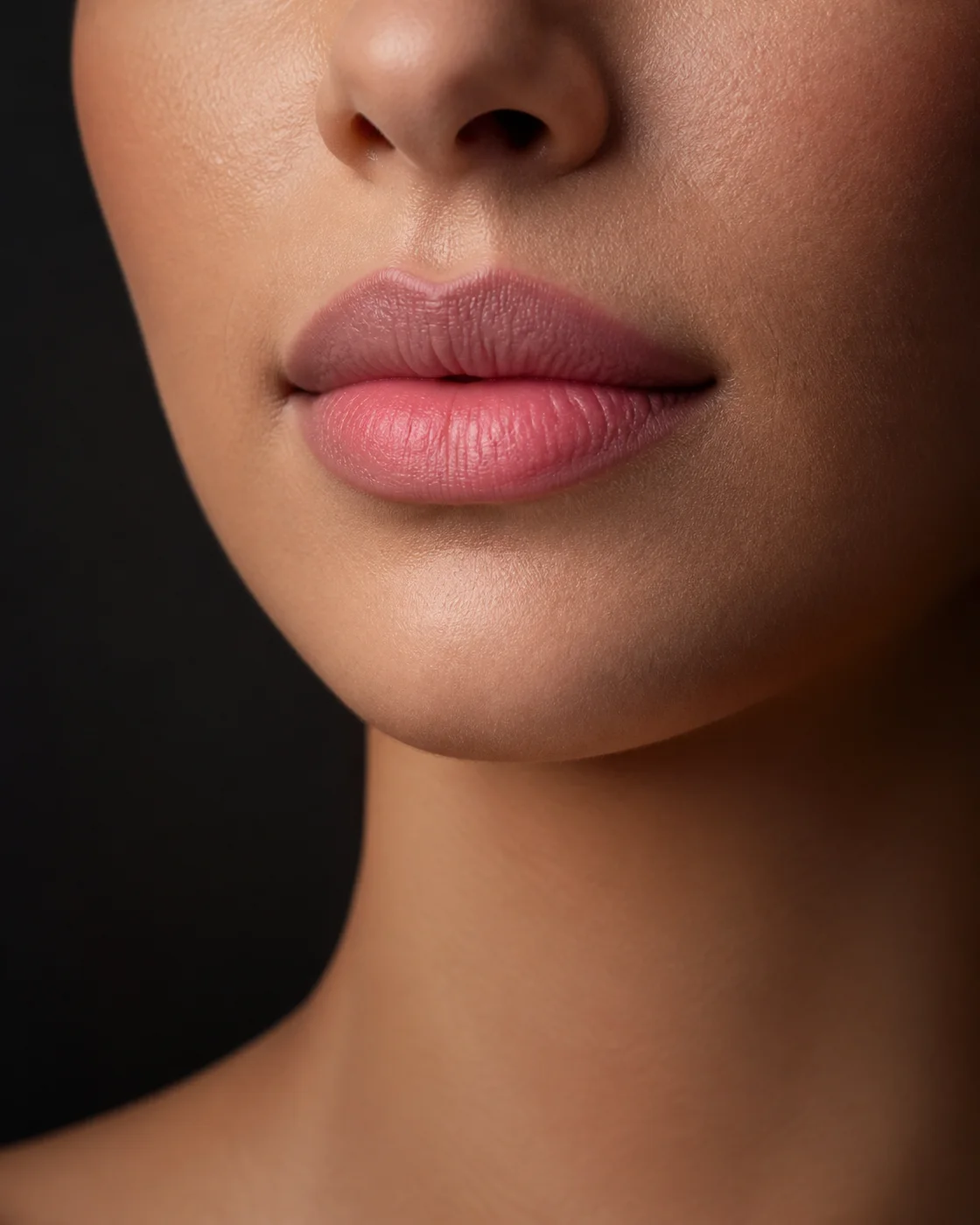 Conceptual portrait representing lip colour correction